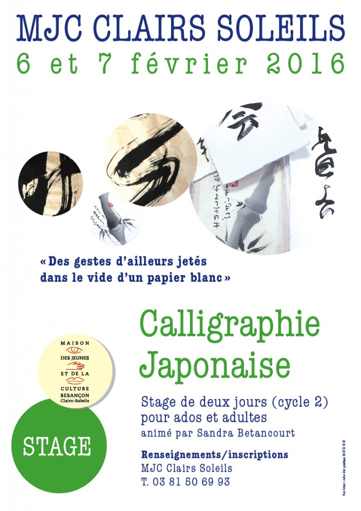 affiche stage de calligraphie japonaise MJC clairs soleils