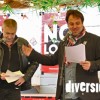 Michel Jovanovic et Florent Sanseigne, co-directeurs du No Logo Festival, lors de la conférence de presse du 31 mai