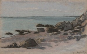 Claude Monet Bord de mer Pastel sur papier, 17,5 x 28 cm Hélène Bailly Gallery ©Droits réservés