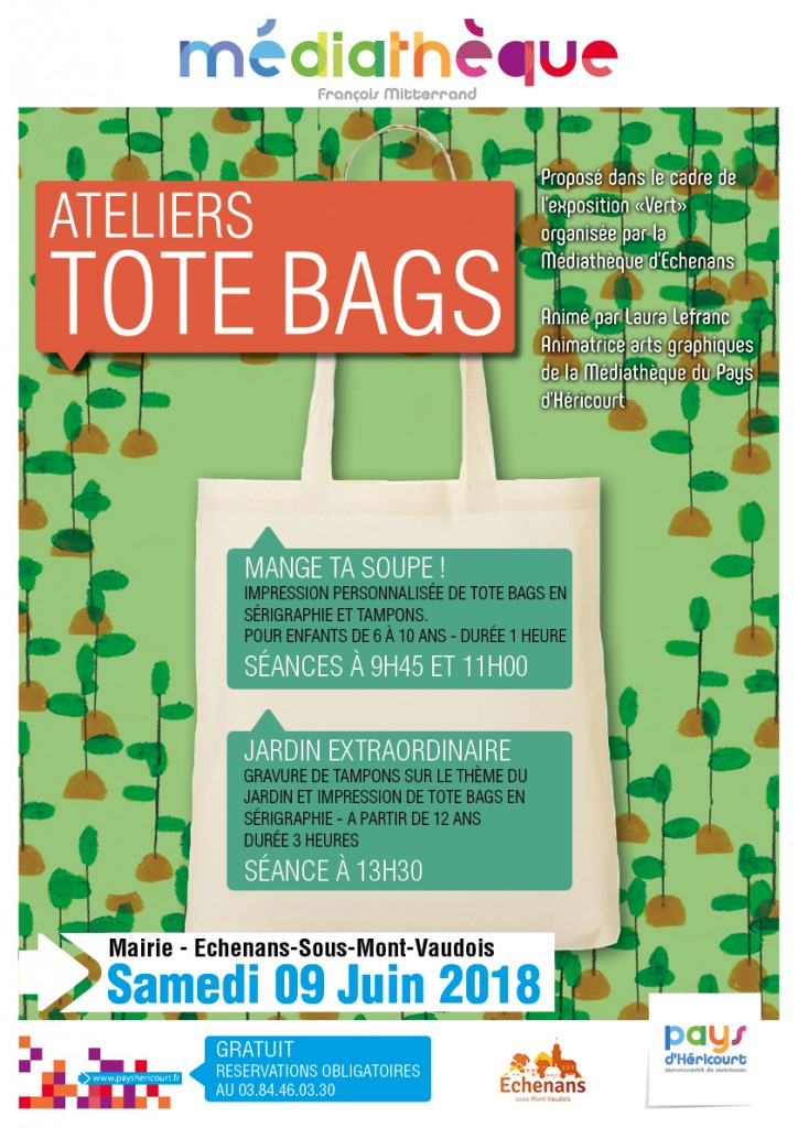 affiche atelier tote bag