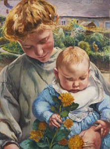 Léon Frederic (1856 – 1940) A la petite sœur - 1902 - Huile sur toile marouflée sur panneau - Collection De Groeve, Belgique - © Johan Schutte
