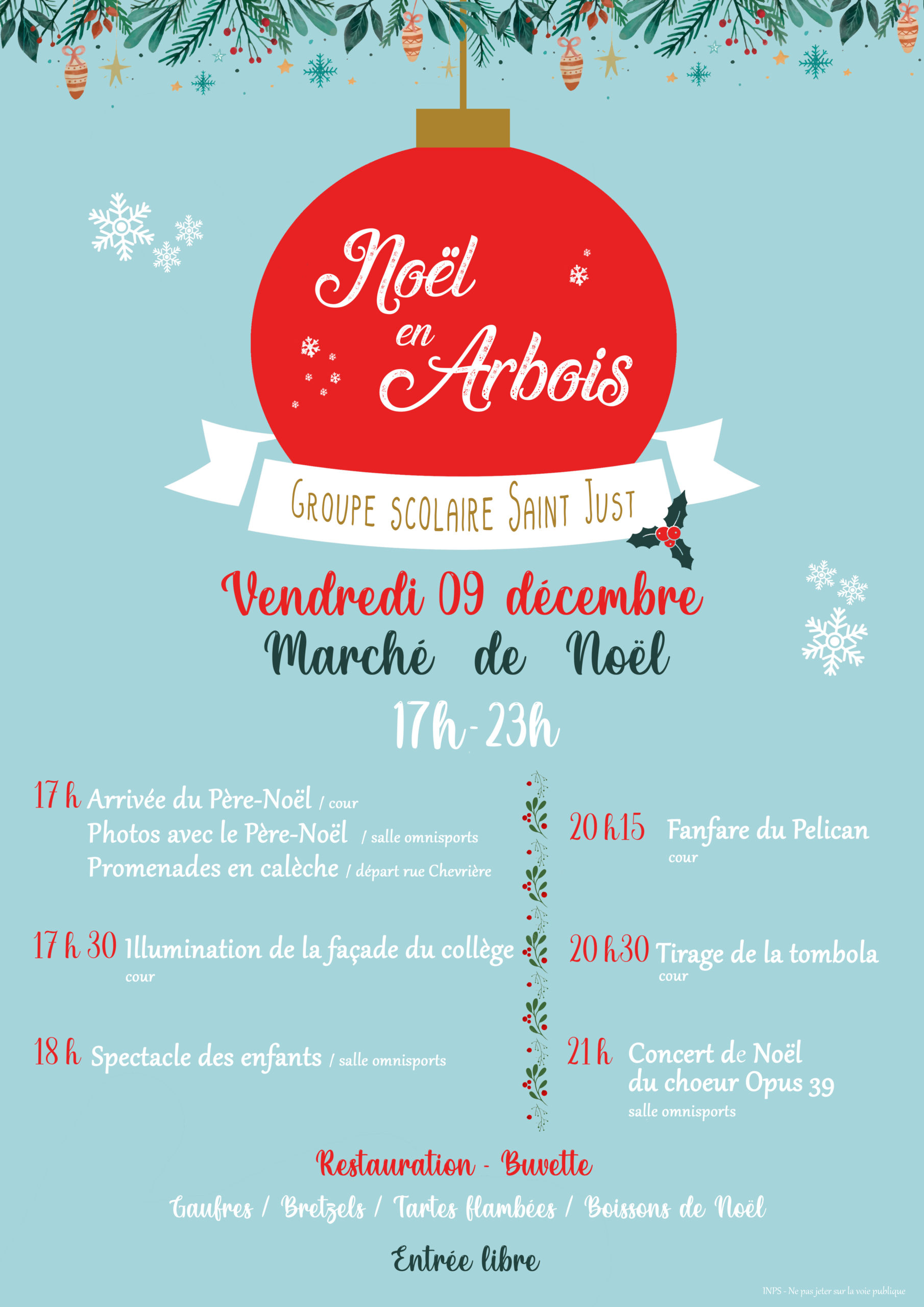 Arbois Marché de Noël le 9 décembre par le groupe scolaire Saint Just